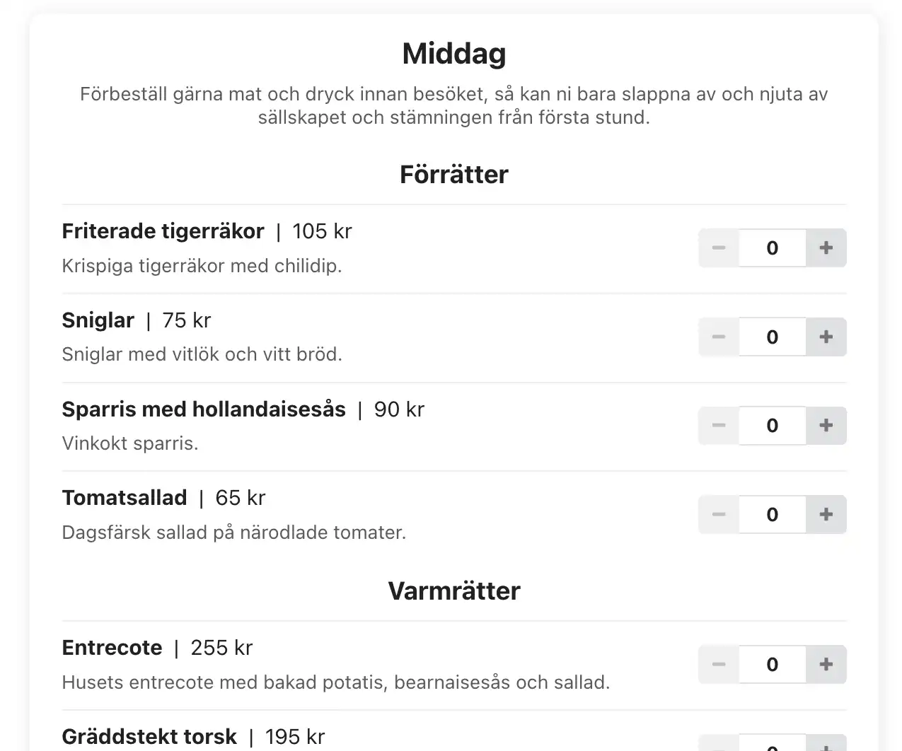 Förbeställ direkt vid bokning